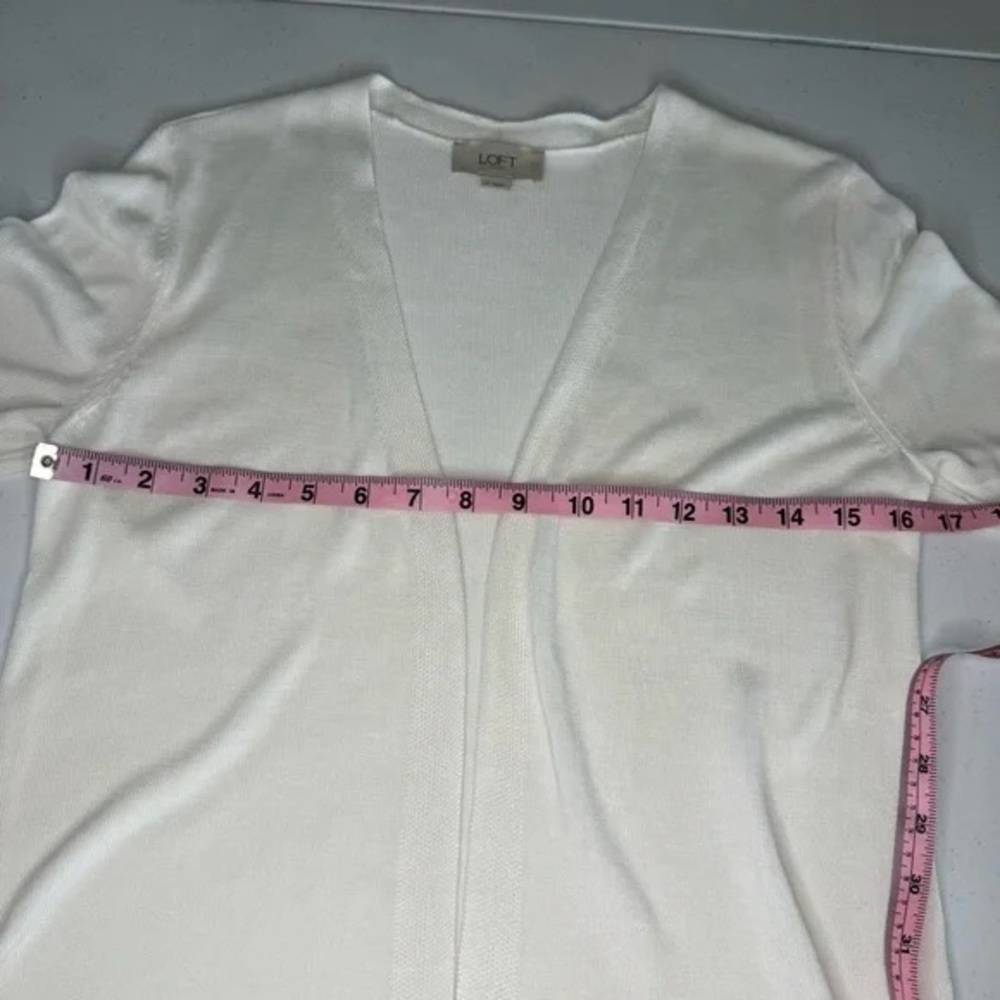 Loft Open Front Cardigan Rayon Lacey Off White 3/4 Sleeves Women’s Size Small - Picture 5 of 10